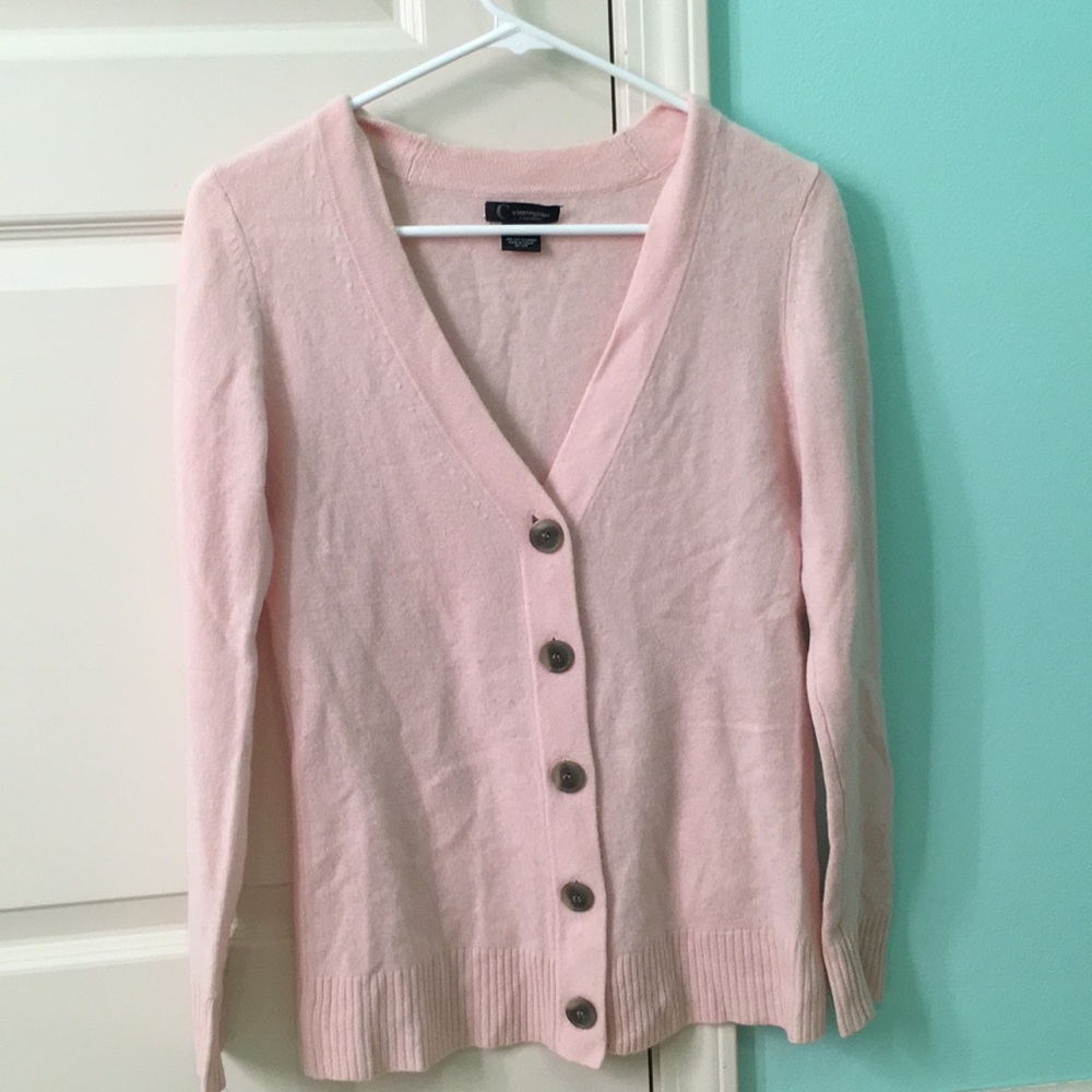 Light pink button up cashmere sweater